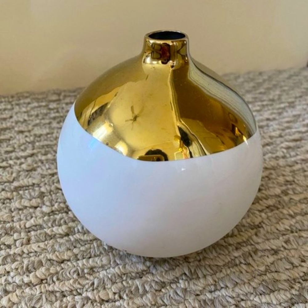 CANVAS HOME SPHERE BUBBLE WHITE GOLD DIPPED MINI VASE